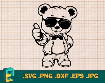Cool Teddy Bear SVG - Cricut and Silhouette | Vector Urban Teddy Bear Cut File | Download Cute Stylish Teddy Bear Clipart Graphics, svg, png