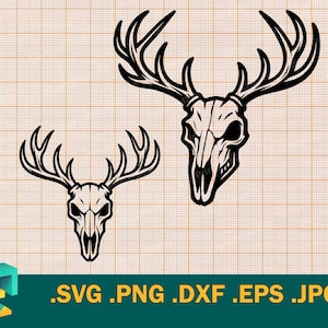 Elk Skull SVG - Cricut, Silhouette | Vector Evil Moose Skull Cut File | Download Printable Elk Skull Cutting File  svg, png, eps, dxf
