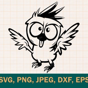 Süßes verrücktes Huhn SVG - Einzigartiges Design für Cricut, verrücktes lustiges Huhn Silhouette, Huhn Vektor, bedruckbar, geschnitten, Datei in dxf eps png svg