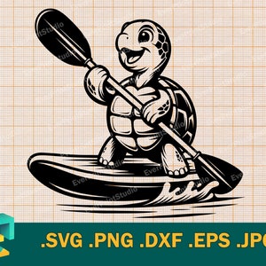 Stand Up Paddling svg - Cricut, Silhouette / Lindo archivo de corte de SUP de tortuga / Archivo de corte de remo de tortuga feliz svg, png, eps
