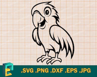 Parrot SVG  Cut File for Cricut & Silhouette | Parrot SVG Template for Cutting Machines | Cute Parrot Cutting File svg, eps, dxf, png, jpg