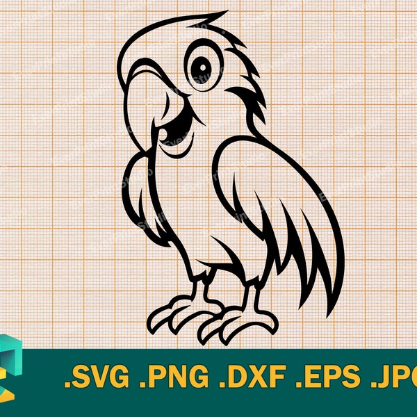 Parrot SVG  Cut File for Cricut & Silhouette | Parrot SVG Template for Cutting Machines | Cute Parrot Cutting File svg, eps, dxf, png, jpg