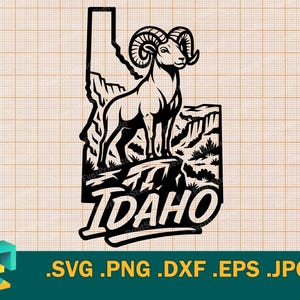 Idaho SVG - Cricut, Silhouette | Vector Idaho State, USA Cut File | Ram Idaho SVG Download Template for Cutting  svg, png, dxf