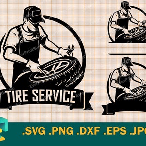 Tire Service SVG - Cricut, Silhouette | Vector Wheel Service, Tire Maintenance, Auto Tire Service Logo SVG, Tire SVG Cut File pnt, eps, dxf