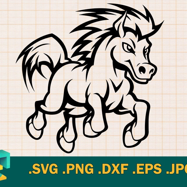 Mustang SVG - Cricut, Silhouette, Clipart | Cute Mustang files for cutting machines, Cute Horse Spirit,  cuttable file, Svg, Png, Dxf, Eps