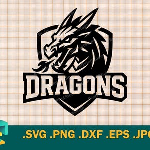 Dragons SVG - Cricut, Silhouette Cut File | Dragons Team Logo shirt spirit, Dragons Team School Mascot, Football, Download Template svg, png