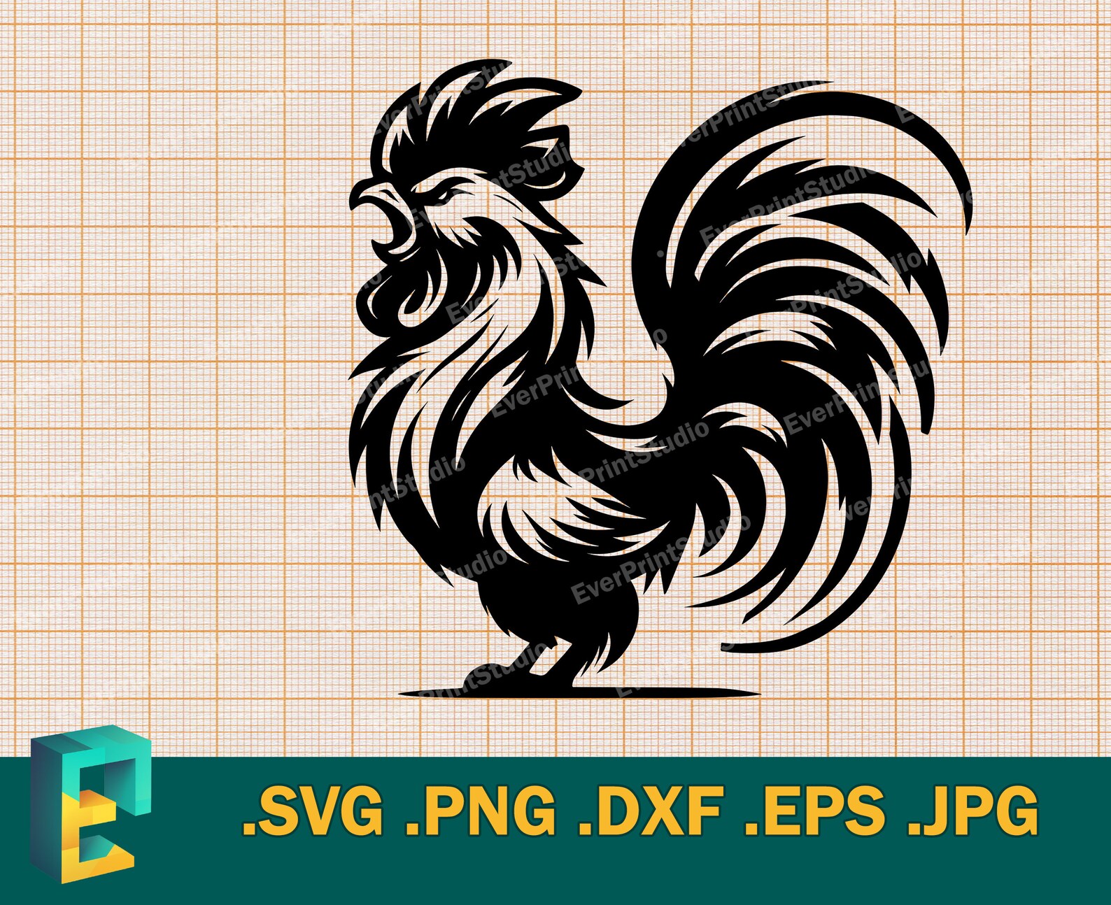 Rooster Vector Free File Rooster SVG - Cricut, Silhouette | Vector Rooster Bundle Cut File ...