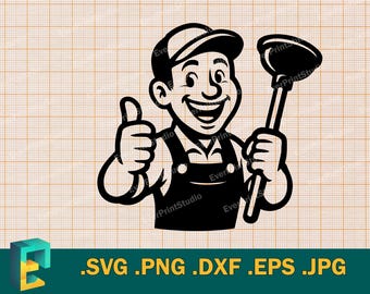 Hydraulik SVG - Cricut, sylwetka | Wektorowy plik cięcia hydraulika | Pobierz plik cięcia hydraulika | Szczęśliwy hydraulik Cyfrowy klipart logo, svg, png