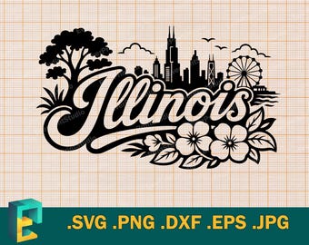 Illinois SVG - Cricut, Silhouette | Vector Illinois State USA Printable, Cut File Download Cutting Template svg, png, eps, dxf