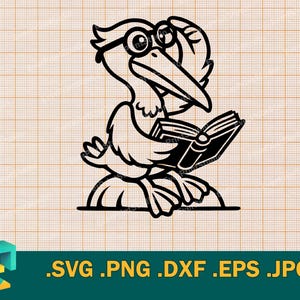 Lesen SVG - Cricut, Silhouette | Geschenk für Lehrer SVG. Lustiges Geschenk für Bibliothekarin svg.  Pelikan Leseclub svg, png, eps, dxf