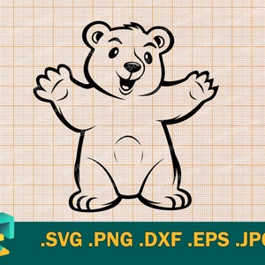 Cute Polar Bear SVG - Cricut, Silhouette | Vector Cute Bear Cut File | Download Printable Happy Polar Bear SVG,  Clip Art Happy Bear Logo