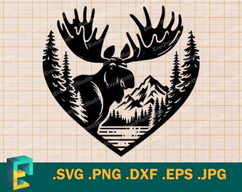Moose SVG - Cricut, Silhouette | Vector Forest Moose svg cut file | Download Cutting Template elk svg, deer, forest elk png, eps, dxf