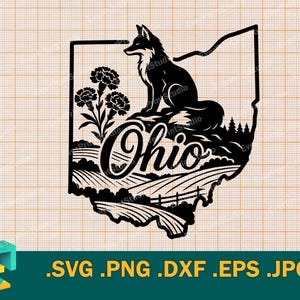 Ohio SVG - Cricut, Silhouette | Vektor Ohio State USA Schnittdatei | Download Bundesstaat Ohio USA Vorlage zum Schneiden von svg, png, eps, dxf