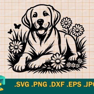 Cute Labrador Retriever SVG - Cricut, Silhouette | Vector Labrador Retriever Cut File Template for Cutting Machines svg, png, eps, dxf