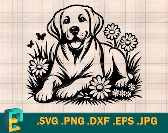 Cute Labrador Retriever SVG - Cricut, Silhouette | Vector Labrador Retriever Cut File Template for Cutting Machines svg, png, eps, dxf