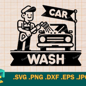 Autowäsche SVG - Design für Cricut und Silhouette | Autowäsche geschnitten Datei Logo svg | Poster Fahrzeugreinigung Clipart svg, png, eps, dxf