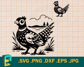 Fazant SVG - Cricut, silhouet | Vector gelukkige fazant vogel knippen SVG-bestand - download svg, png, eps, dxf