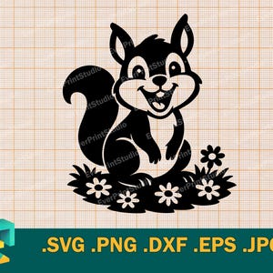 Écureuil SVG - Cricut, svg Chipmunk heureux mignon, bébé écureuil, fichier coupe Tamia. Modèle de découpe à télécharger Svg, Png, Dxf, Eps