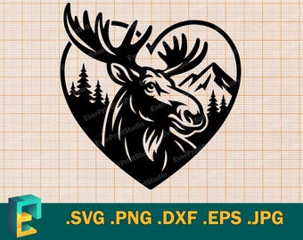 Moose SVG - Cricut, Silhouette | Vector Forest Moose svg cut file | Download Cutting Template elk svg, deer, forest elk png, eps, dxf