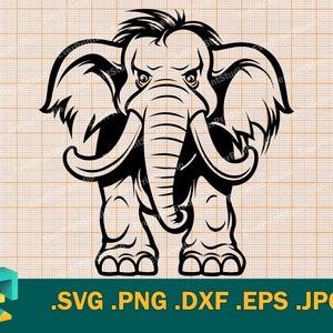 Mammut SVG - Cricut Mammut Cut Datei Sofort-Download, Einzigartiges Design Mammut Kopf Schneidbare Datei, geschnittene Datei, SVG, Png, Dxf, Eps Clipart