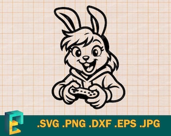 Gaming-SVG: Cricut, silhouet | Vector video schattig gamer meisje SVG | Cool Bunny Girl Gamer Cut-bestand svg, png, eps, dxf