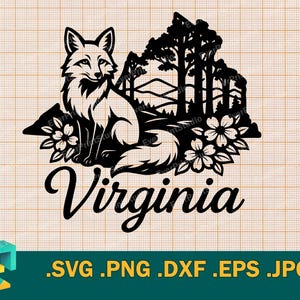 Virginia SVG - Cricut, Silhouette | Vector Virginia State USA Cut File | Download Virginia Fox USA Template for Cutting svg, png, eps, dxf