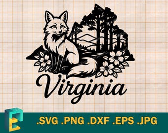Virginia SVG - Cricut, Silhouette | Vektor Virginia State USA Schnittdatei | Download Virginia Fox USA Vorlage zum Schneiden svg, png, eps, dxf