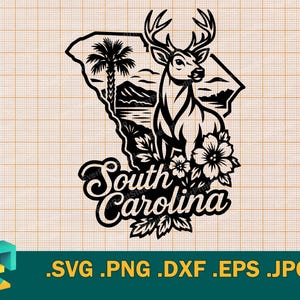 Südcarolina SVG - Cricut, Silhouette | Vektor South Carolina State USA Schnittdatei Download Vorlage zum Schneiden svg, png, eps, dxf