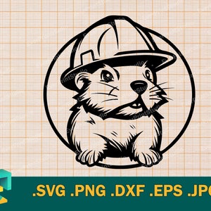 Beaver SVG - Cricut | Vector Artistic Design Beaver wearing a Helmet Cut File | Cute Beaver - Worker, Clip Art Logo, png, svg, dxf, eps