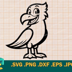 Gabbiano SVG - Cricut, Silhouette / Vettore Artistico Felice Gabbiano SVG File di taglio, Uccello marino, uccello marino costiero svg, png, eps, dxf