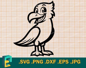 Seagull SVG - Cricut, Silhouette | Vector Artistic Happy Baby Seagull SVG Cut File, Seabird, coastal marine bird svg, png, eps, dxf