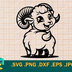 Ram From Behind SVG - Cricut, Silhouette | Baby Ram Vector Cut file |  Vector Ram  Goat Template for Cutting Download svg, png, eps, dxf
