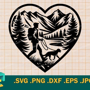 Uomo con un cane SVG - Cricut, Silhouette / Vector Uomo che cammina cane SVG, Uomo e cane, compagno di cane Taglia File in formato svg, png, eps, dxf