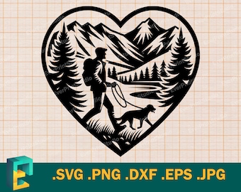 Man with a Dog SVG - Cricut, Silhouette | Vector Man walking Dog SVG,  Man and Dog, Dog companion Cut File svg, png, eps, dxf
