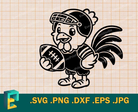 chicken in football helmet Rooster Football SVG - Cricut, Silhouette | Vector Rooster American Football  Player, Funny Chicken Football Mascot Svg, Png, Eps, Dxf
