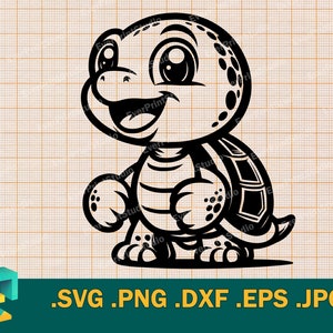 Glückliche Schildkröte SVG - Cricut, Silhouette | Vektor-süße Baby-Schildkröten-Schnittdatei | Download Schildkröten Template zum Schneiden svg, png, eps, dxf