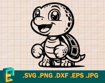 Happy Turtle SVG - Cricut, Silhouette | Vector Cute Baby Turtle Cut File | Download Baby Turtle Template for Cutting svg, png, eps, dxf