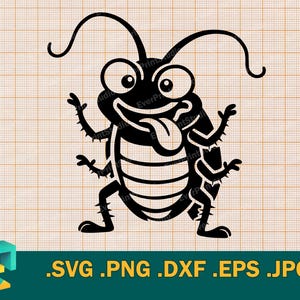 Cockroach SVG - Cricut, Silhouette | Vector Cute Bug SVG Cut File | Happy Cockroach Download Template for Cutting svg, png, eps, dxf