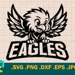 Little Eagles Team SVG - Cricut, fichier de coupe silhouette |  Logo de l'équipe de sport pour enfants Baby Eagles, mascotte de l'école Eagles, téléchargement svg, png, eps, dxf