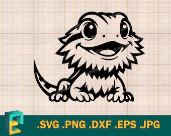 Bearded Dragon SVG - Cricut & Silhouette | Vector Baby Lizard svg, Cute Lizard png | Baby Bearded Lizard Dragon Cut File svg, png, eps, dxf