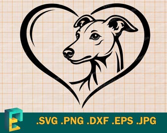 Whippet SVG - Cricut, Silhouette | Vector Greyhound Whippet dog SVG Template for Cutting Machines svg, png, eps, dxf
