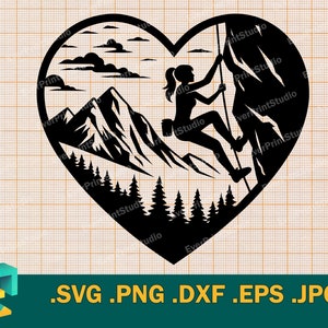 Mujer escaladora SVG - Cricut, silueta / vector Archivo de corte SVG de mujer escaladora / Descargar archivo de corte de alpinista svg, png, eps, dxf