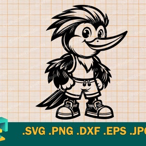 Woodpecker SVG - Cricut, Silhouette | Vector Happy Bird SVG Mascot Woodpecker Cut file Download Template for Cutting svg, png, eps, dxf