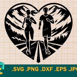 Esecuzione in formato SVG - Cricut, Silhouette / Vector Running People SVG File di taglio / Maratona in formato SVG, Pista di atletica in formato SVG, Fitness in formato SVG, PNG, EPS, DXF