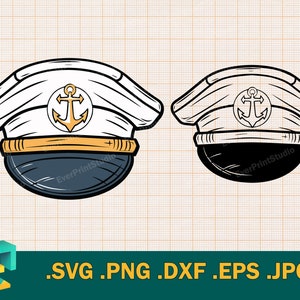 Boot Hut SVG | Kapitän Hut Einzigartiges Design für Cricut, Silhouette, Clipart, printable & sofortiger Download, Shirt Design, SVG, Png, Dxf, Eps