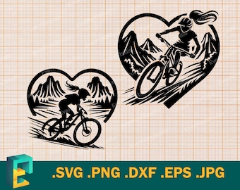 Girl Bicycle Rider SVG - Cricut, Silhouette | Vector Woman Mountain Bike Cyclist Cut File | Lady Cyclist SVG Download svg, png, eps, dxf