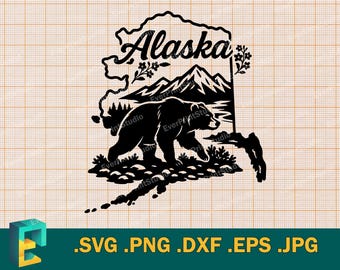 Alaska SVG - Cricut, Silhouette | Vector Alaska Bear Cut File SVG | Download Alaska State Art Design Template for Cutting svg, png, eps, dxf