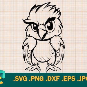 Coruja bebê fofa SVG - Cricut, Silhueta | Arquivo de corte de design artístico de bebê bonito águia | Arquivo de corte de passarinho fofo | Bebê, coruja Clipart