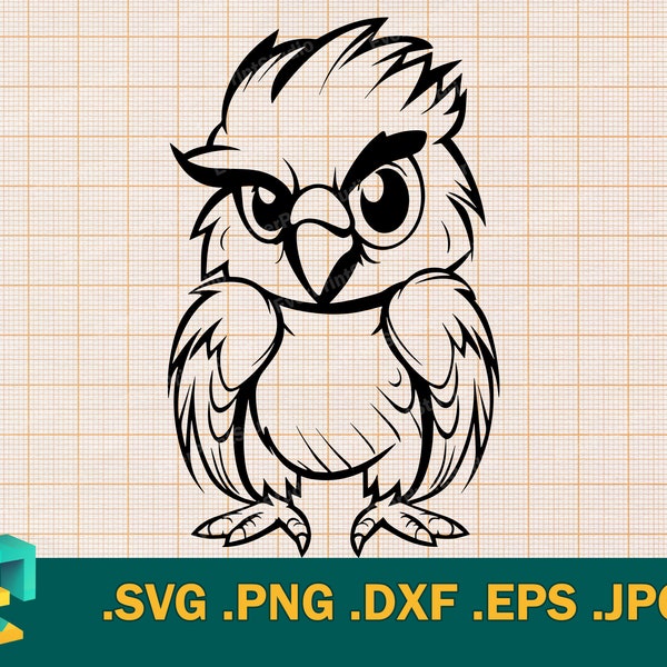 Cute Baby Owl SVG - Cricut, Silhouette | Cute Baby Eagle Artistic Design Cut File | Cute Baby Bird Cutting File | Baby Owl Clipart