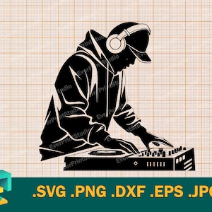 DJ Disc Jockey SVG - Cricut, Silhouette | Musique dj vectorielle SVG, son de radio de club | DJ Setup Design Art Logo svg, eps, dxf Vector couper fichier